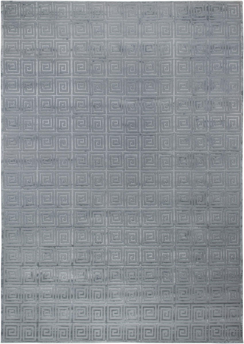 Exquisite Rugs Greek Key Hand Knotted 3207 Aqua