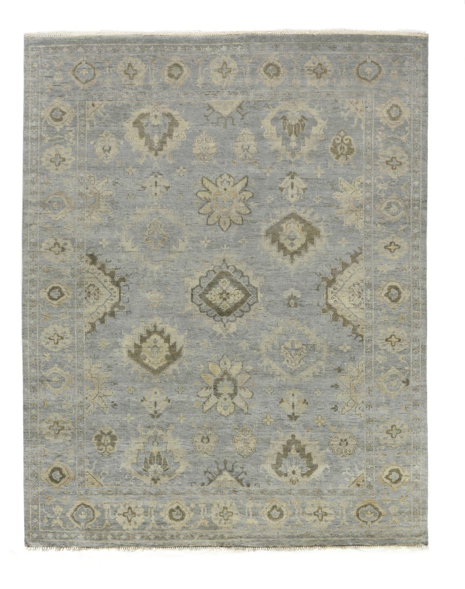 Exquisite Rugs Antique Weave Oushak Hand Knotted 3421 Blue - Gray