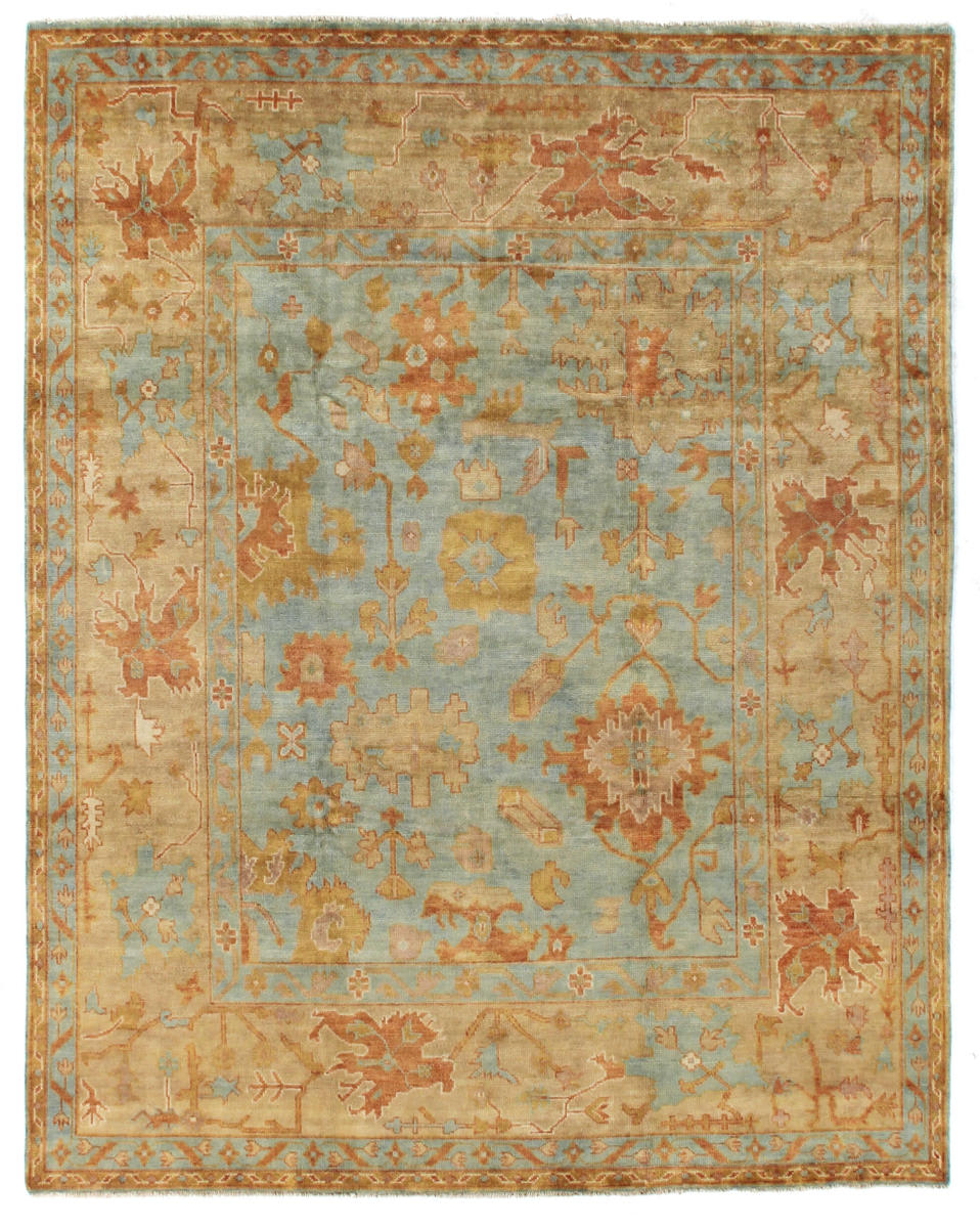 Exquisite Rugs Antique Weave Oushak Hand Knotted 9161 Dark Blue - Beige
