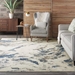 Nourison Silky Textures Sly03 Blue - Ivory - Grey Area Rug - 208042
