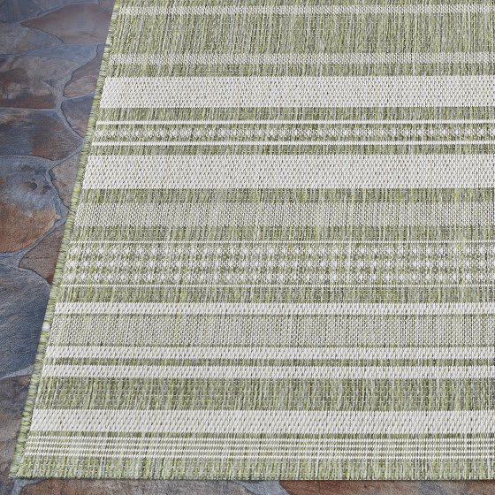 Couristan Recife Gazebo Stripe Sage Leaf - Ivory | Rug Studio