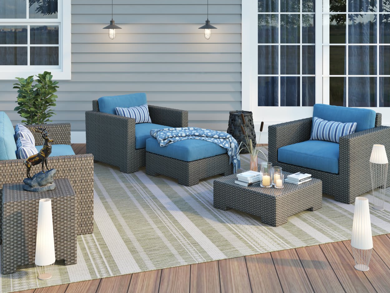 Couristan Recife Gazebo Stripe Sage Leaf - Ivory | Rug Studio