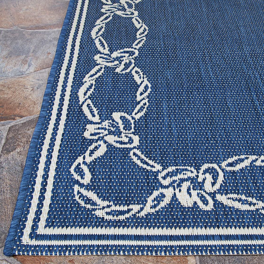Couristan Recife Rope Knot Ivory - Indigo | Rug Studio