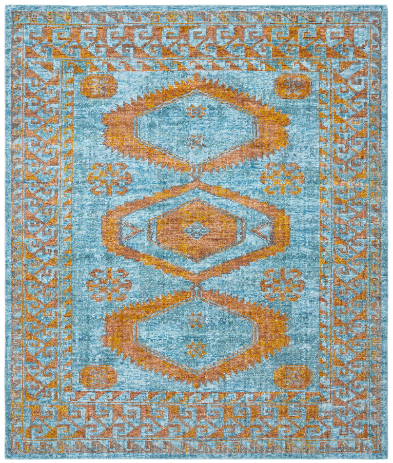 Famous Maker Rugs Famous Maker Taylor 100669 Turquoise - Tangerine | Rug Studio