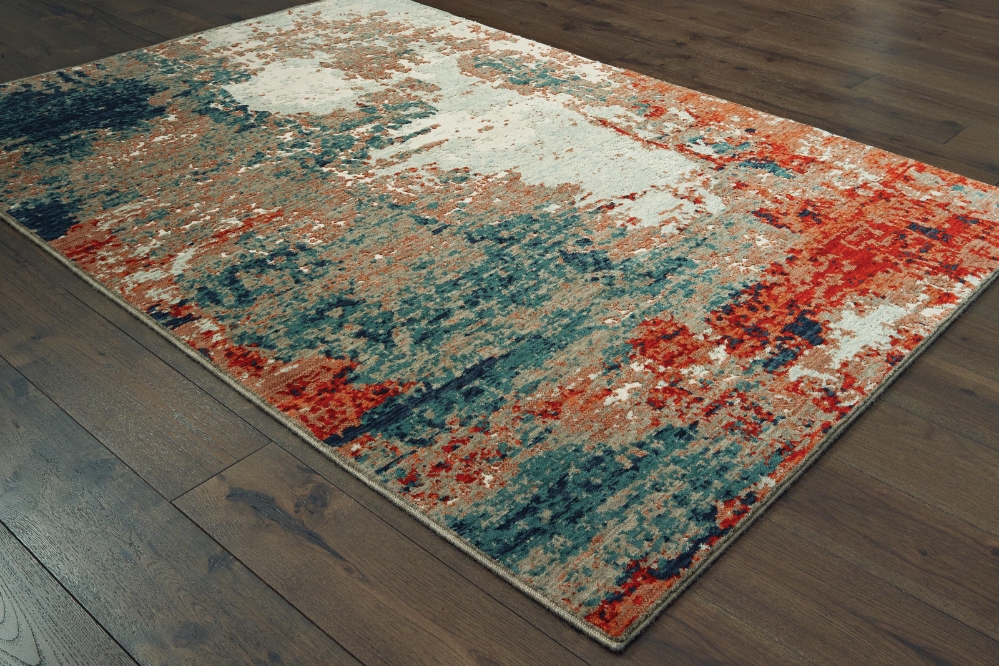 Oriental Weavers Montage 092LE Blue - Rust | Rug Studio