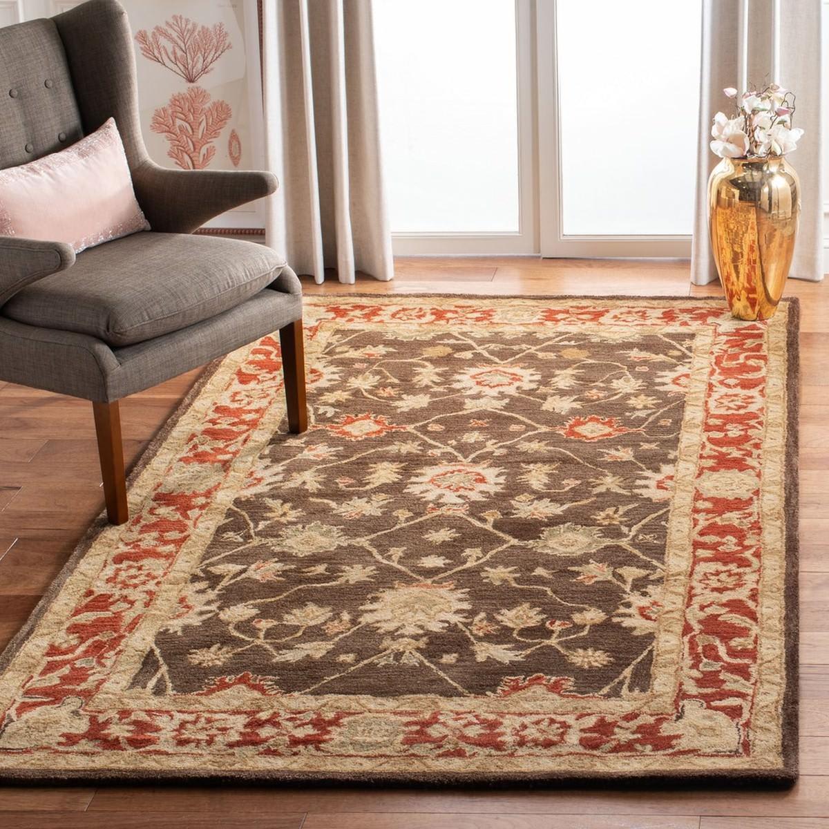 Rust And Olive Rug Safavieh Anatolia AN554A Olive - Rust | Rug Studio