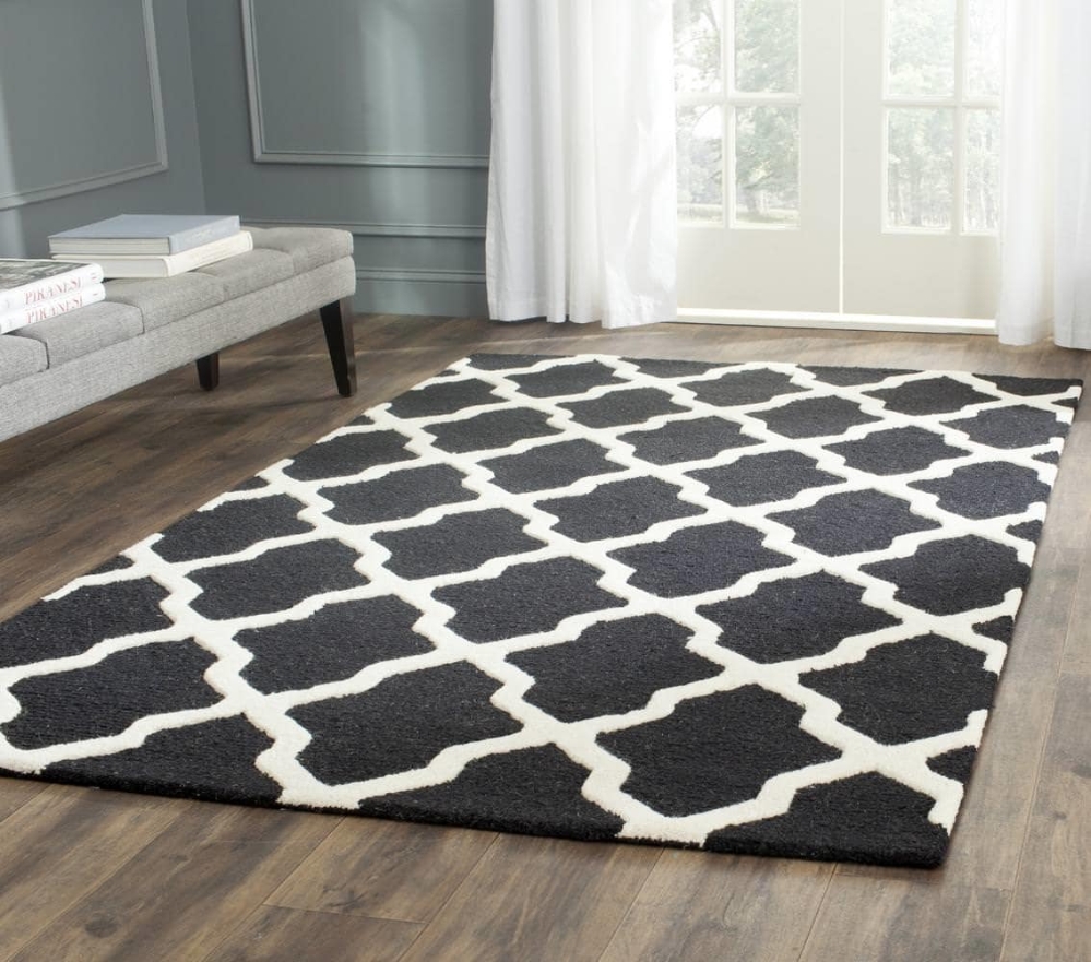 Ivory Black Pattern Rug Safavieh Cambridge CAM121E Black - Ivory | Rug Studio