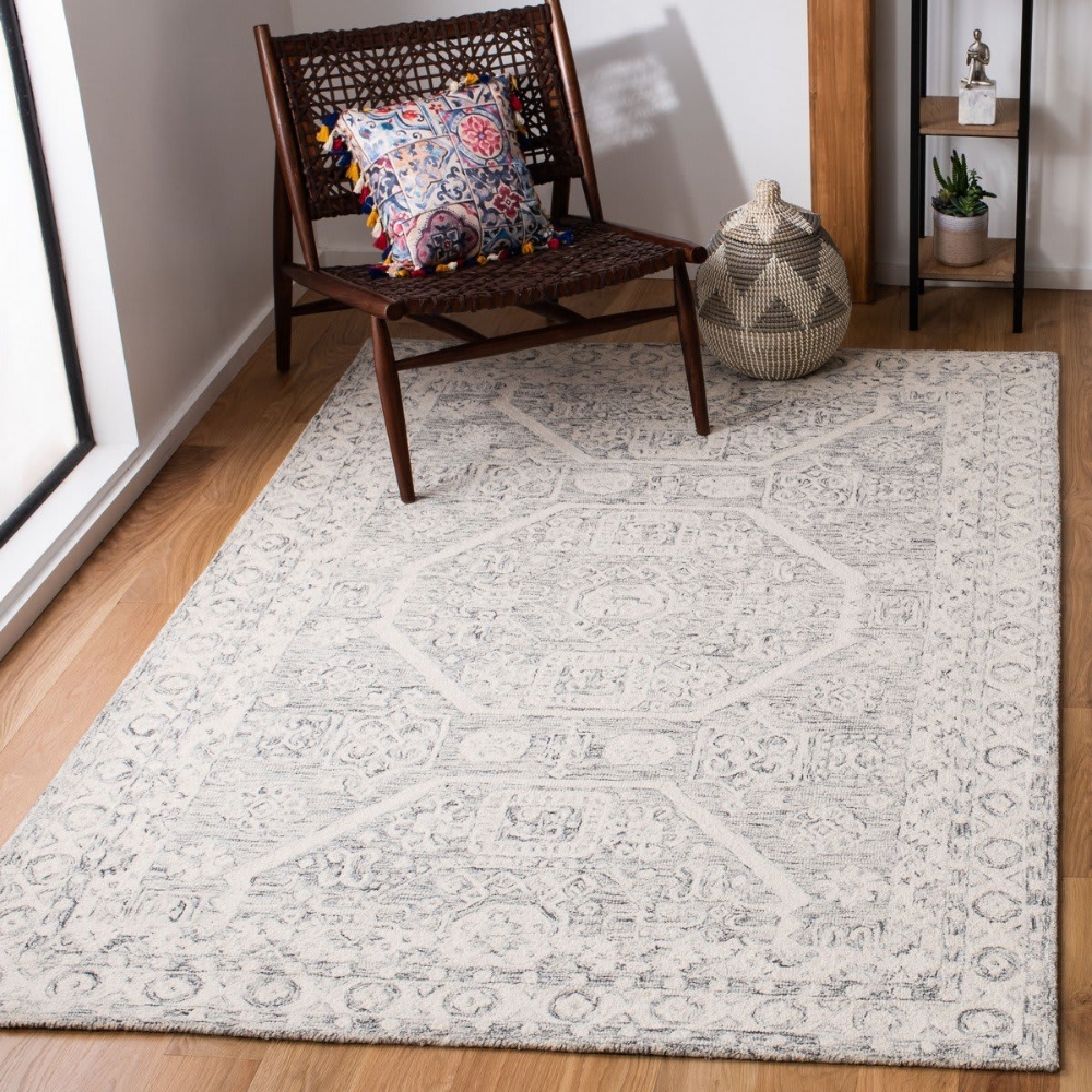 Large Loop White Rug Safavieh Micro-Loop Mlp524H Charcoal - Ivory | Rug Studio