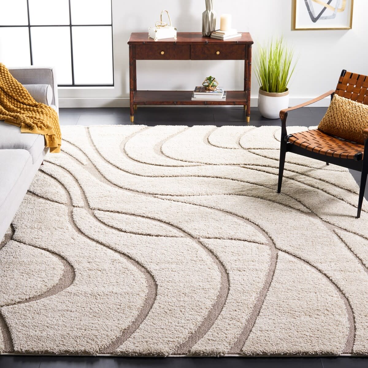 SAFAVIEH Tappeto Shag per Soggiorno, Sala da pranzo, Camera da letto - Moroccan Tassel Shag Collection, A Pelo Corto, Avorio e grigio, 91 X 152 cm SAFAVIEH Tappeto Shag per Soggiorno, Sala da pranzo, Camera da letto - Moroccan Tassel Shag Collection, A Pelo Corto, Avorio e grigio, 91 X 152 cm