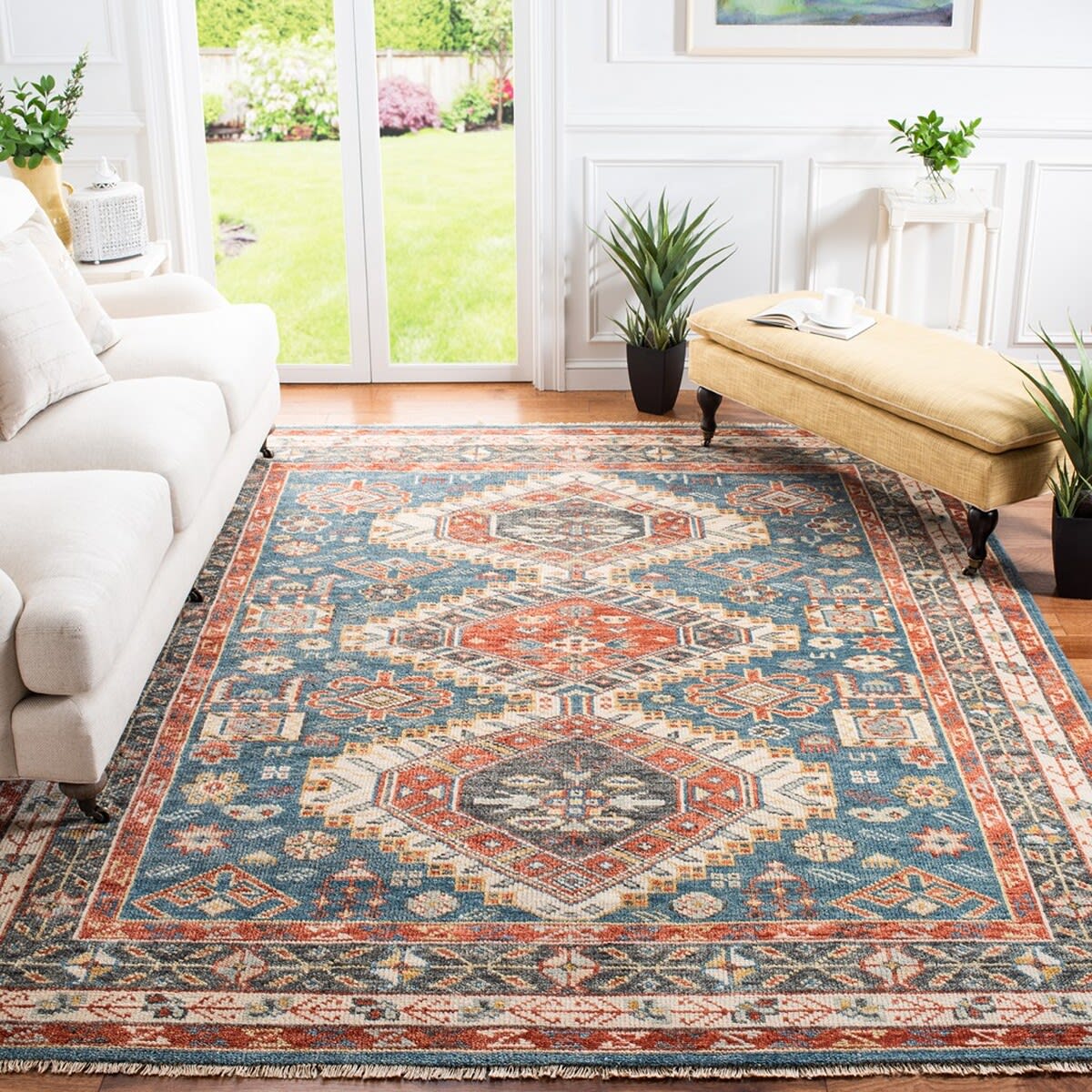 Blue Red Rug Texture Safavieh Samarkand Srk118M Blue - Red | Rug Studio