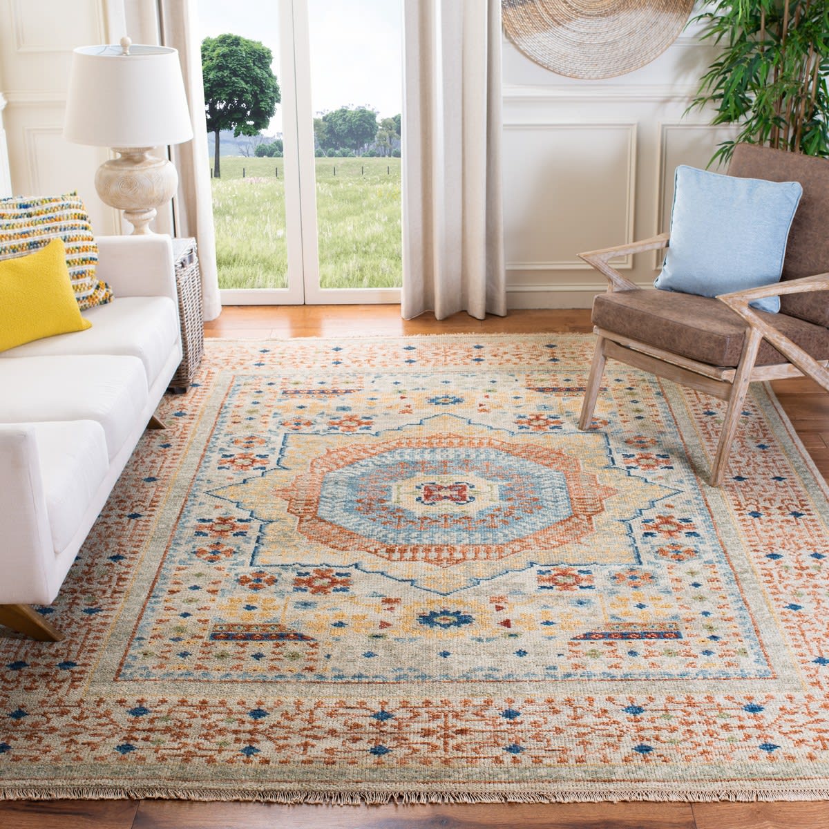 Rust Footprints Rug Safavieh Samarkand Srk165A Ivory - Rust | Rug Studio